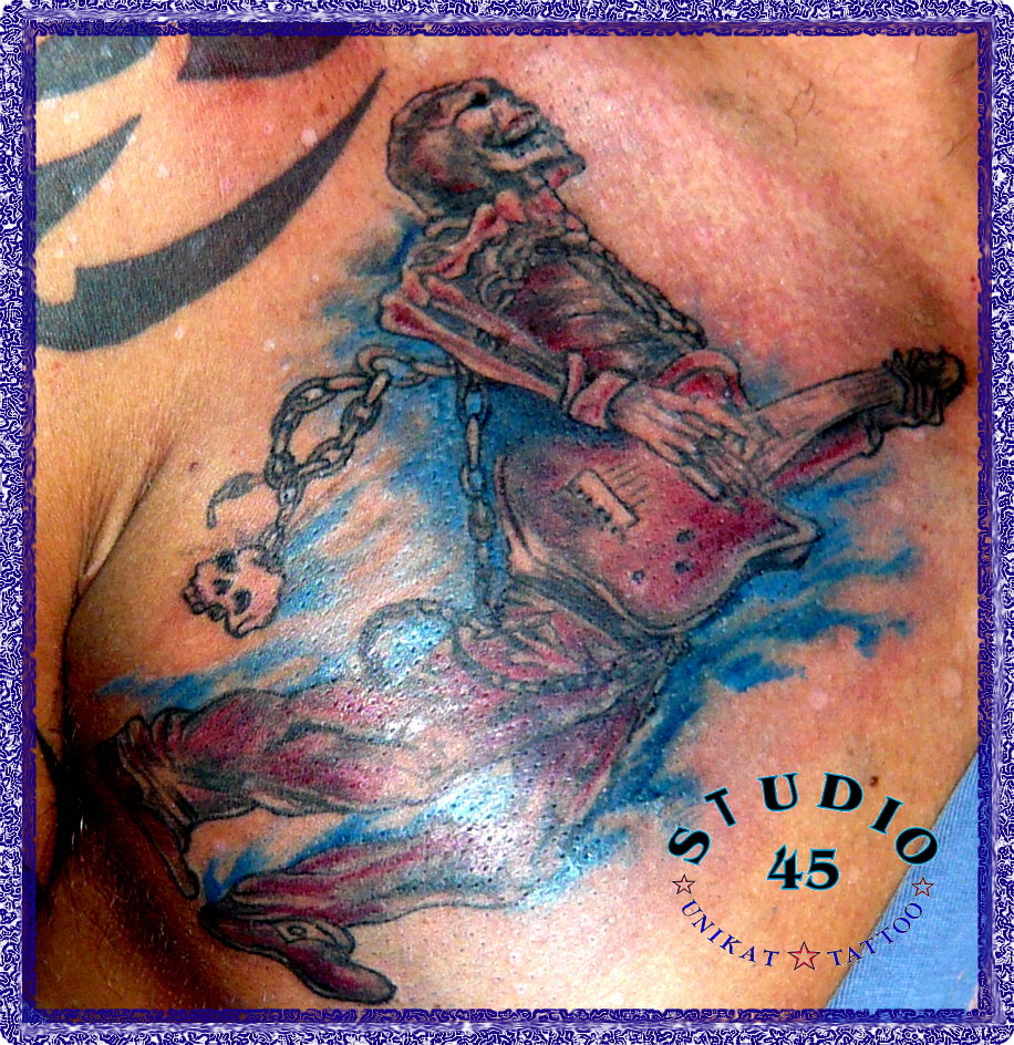 Heavy Metal Rock Skelett E-Gitarre Tattoo Recklinghausen STUDIO 45